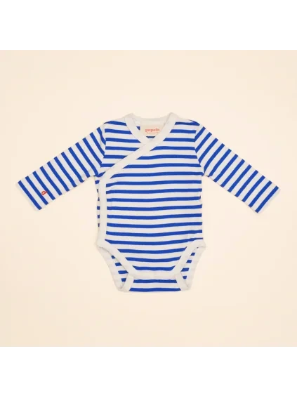 Popeia 24/7 baby body z bio bavlny královsky modrá/off white