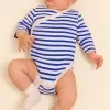 Popeia 24/7 baby body z bio bavlny královsky modrá/off white