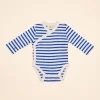 Popeia 24/7 baby body z bio bavlny královsky modrá/off white